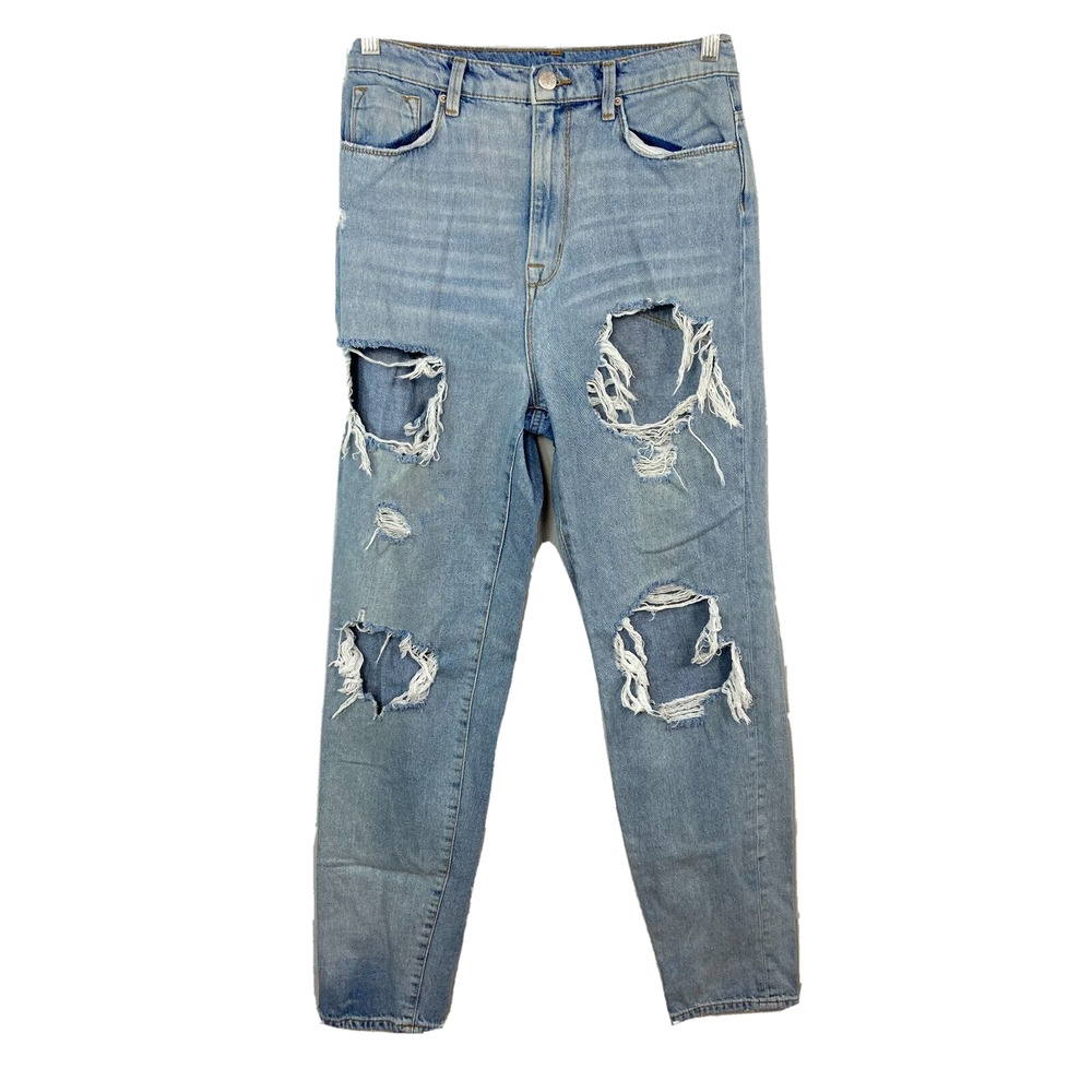BDG Jeans Womens Sz 29 Light Blue Cotton Denim Ripped Distressed Mom‎ High Rise